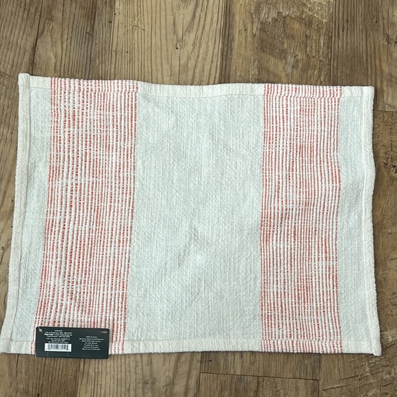 Set of 5 Threshold Cream with Orange Stripe Placemats 14”x19” - Picture 5 of 6